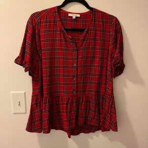 Madewell plaid ruffle blouse